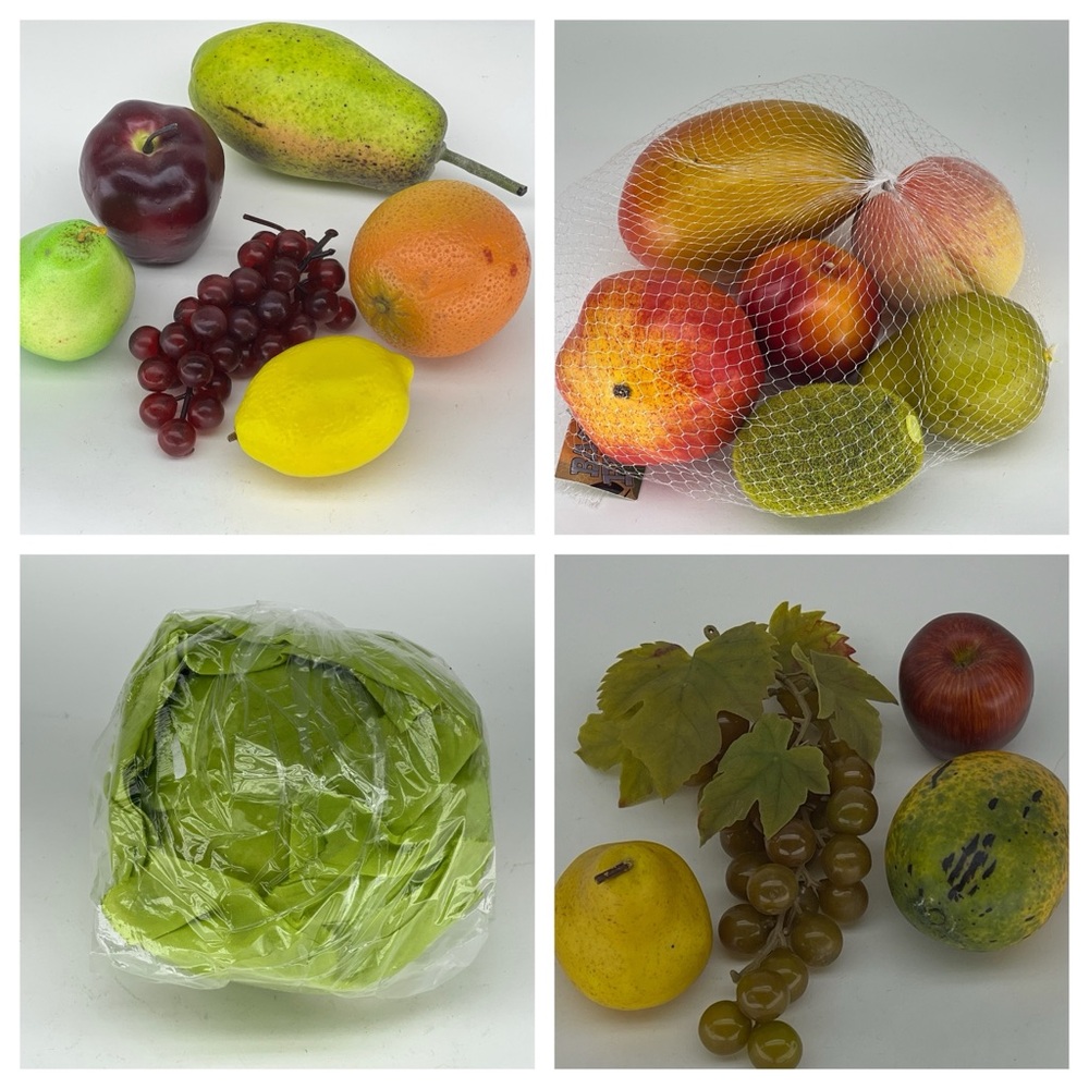 Fake Fruit Vegetables Food 17 Pieces Realistic Home Movie Prop Decor Apple Lemon